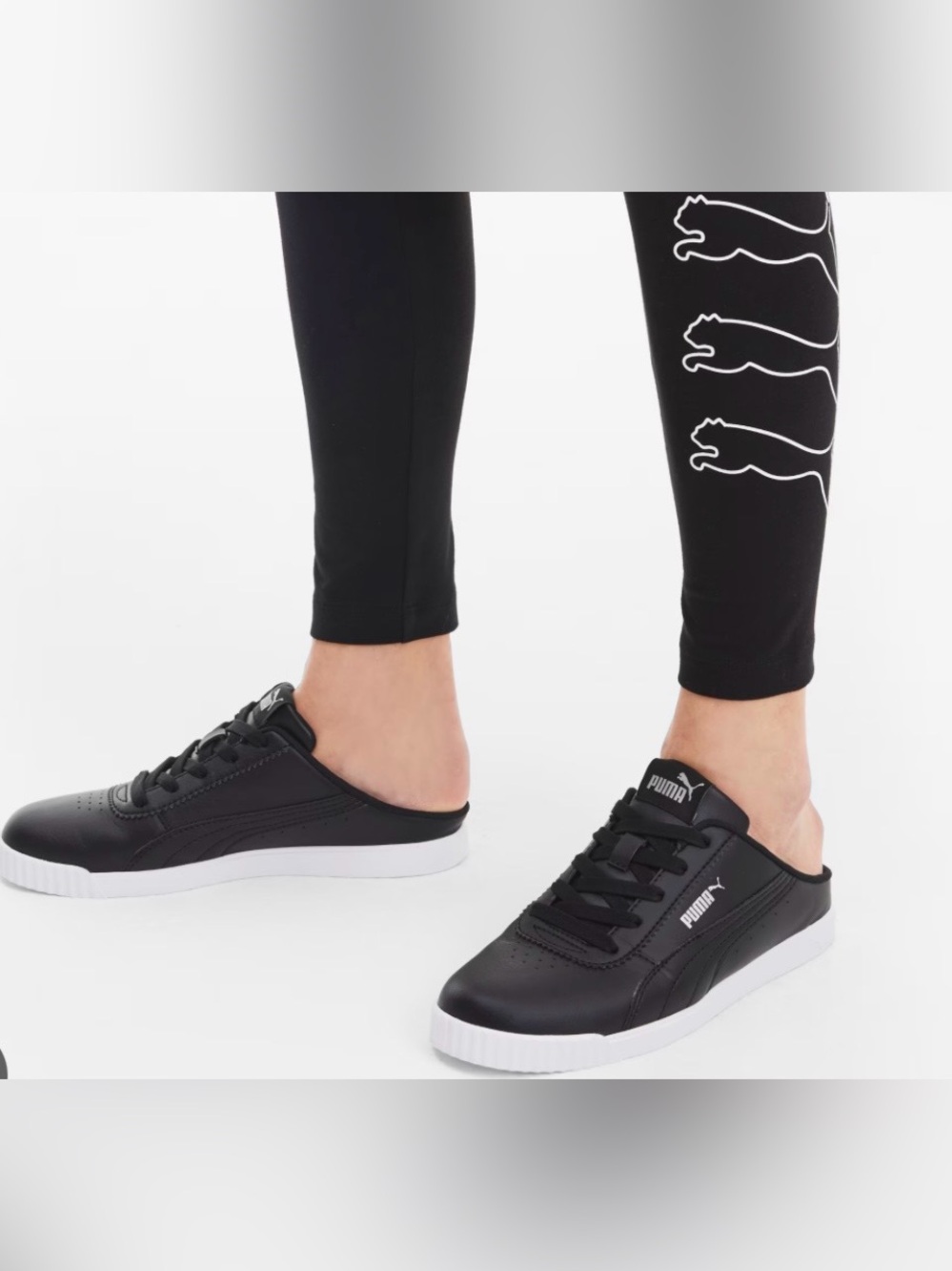 Puma Black Slip-On Mule Sneaker with White Sole